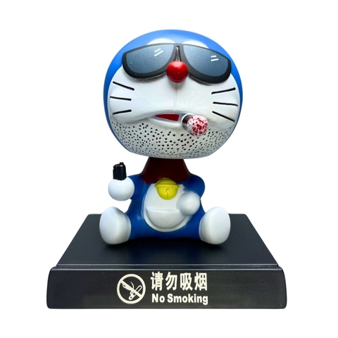 Mô Hình lắc đầu Doremon hút thuốc - Cao 12cm - nặng 150gram - Phụ kiện : đế + miếng dán - Box màu - SKU: 93c - (Vat: 002-ld05-45) -  K74-T1-S2