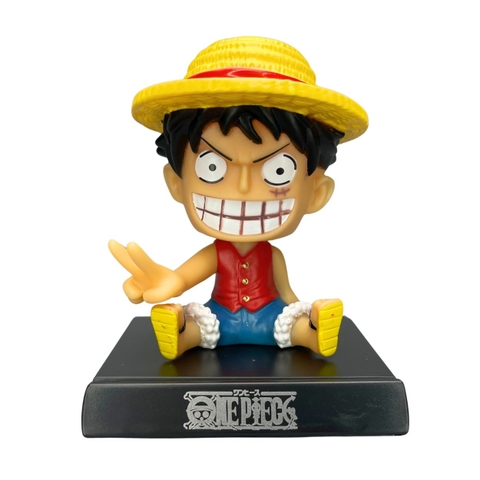 Mô Hình lắc đầu Luffy dơ tay - Cao 12cm - nặng 150gram - Phụ kiện : đế + miếng dán - FULL BOX : box màu