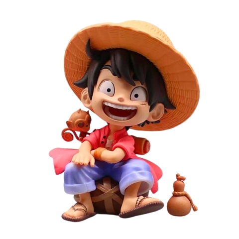 Mô Hình One Piece Luffy AI Chibi ngồi - Cao 16cm - nặng 300gram - Có Hộp màu - Figure anime One Piece