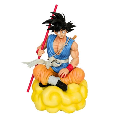 Mô hình DragonBall Goku áo xanh quần vàng cưỡi mây cầm gậy - Cao 21cm - rộng 14cm - nặng 900gram -Phụ kiện : gậy cầm tay - Dragon Ball - Có Hộp màu