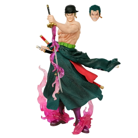 Mô Hình OnePiece Zoro dáng đứng cầm kiếm - Cao 24cm - nặng 450gram - Phụ kiện : Kiếm , đầu thay thay thế -  Figure OnePiece -  Có Hộp màu