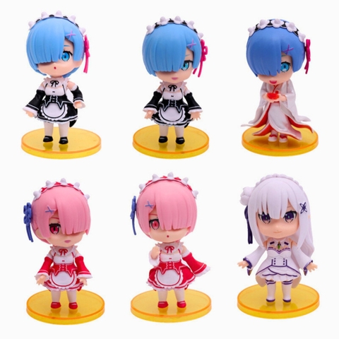 Mô Hình RE:ZERO bộ 6 nhân vật Rem chibi - Cao 10cm - nặng 300Gram - Figure RE:ZERO - No Box : bọc túi OPP