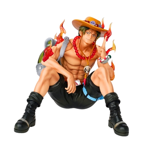 Mô Hình OnePiece Ace dáng ngồi dơ ngón tay - Cao 13cm - Nặng 400gram- Có Hộp màu - Figure anime One Piece