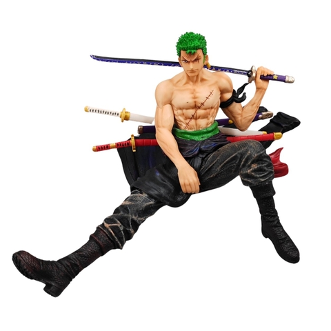 Mô Hình One Piece Zoro ngồi vác kiếm - Cao 11cm - Nặng 380gram - Có Hộp màu - Phụ kiện :  Kiếm - Figure anime One Piece