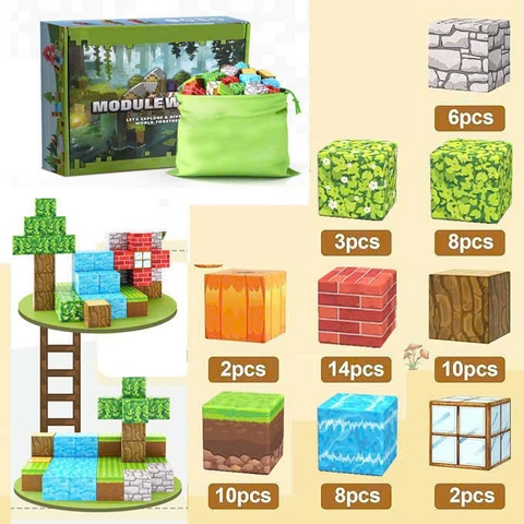 Đồ Chơi Khối Nam Châm Từ Tính Minecraft,Block Minecraft Nam Châm, Đồ Chơi Xây Dựng Cho Bé 1 Hộp 63 mảnh