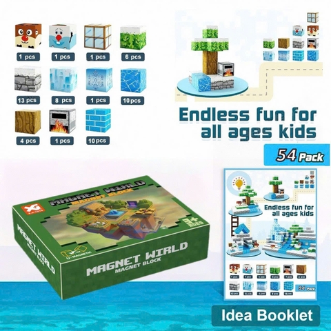 Đồ Chơi Khối Nam Châm Từ Tính Minecraft,Block Minecraft Nam Châm, Đồ Chơi Xây Dựng Cho Bé 1 Hộp 54 mảnh