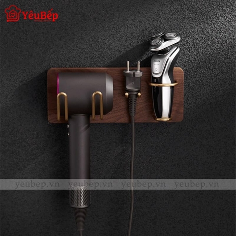 Kệ Treo Máy Sấy Tóc, Máy Cạo Râu Bằng Gỗ Sang Trọng