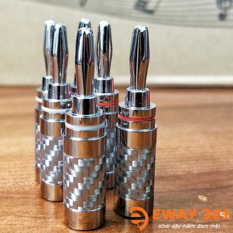 Giắc Bắp Chuối Carbon Trắng Mạ Rhodium