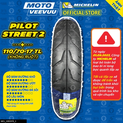 Lốp Michelin 110/70-17 TL Pilot Street 2