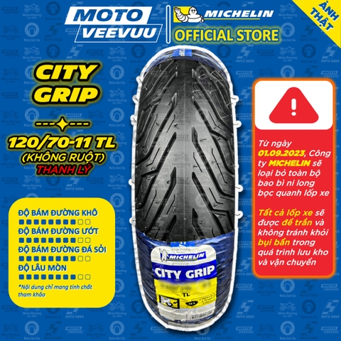 Lốp Michelin 120/70-11 TL City Grip (Thanh lý)