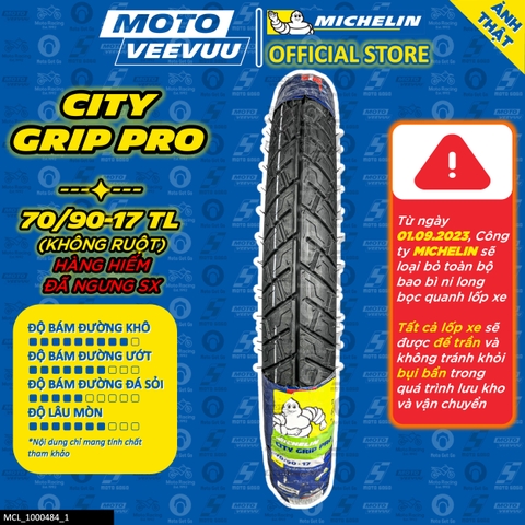 Lốp Michelin 70/90-17 TL City Grip Pro (Chỉ bán cặp)