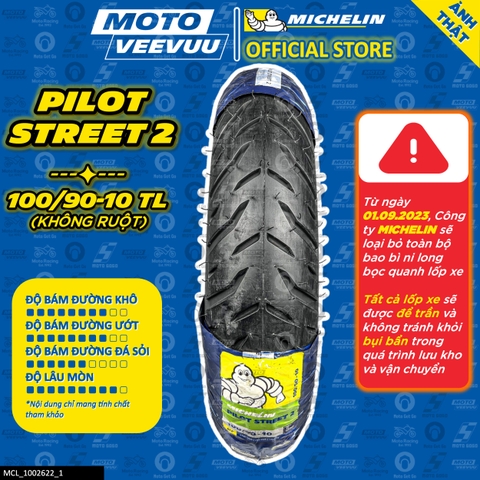 Lốp Michelin 100/90-10 TL Pilot Street 2