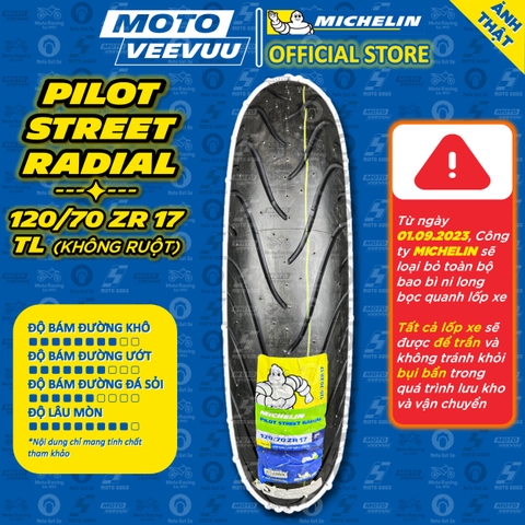 Lốp Michelin 120/70 R17 58H TL Pilot Street Radial (120/70-17)