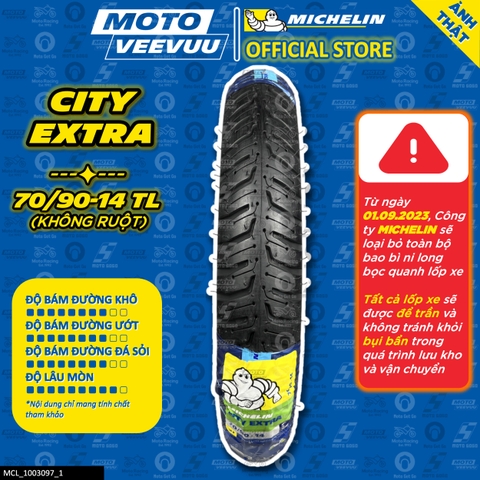 Vỏ lốp xe máy Michelin City Extra 70/90-14 TL (Lốp không ruột)