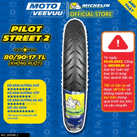 Lốp Michelin 80/90-17 TL Pilot Street 2