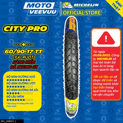 Lốp Michelin 60/90-17 TT City Pro (Chỉ bán cặp)