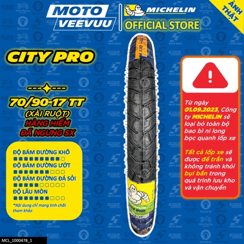 Lốp Michelin 70/90-17 TT City Pro (Chỉ bán cặp)