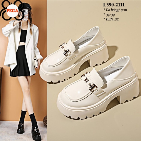 Giày Lười Nữ Xinh Đế Cao da bóng nhẹ 7cm L390-2111