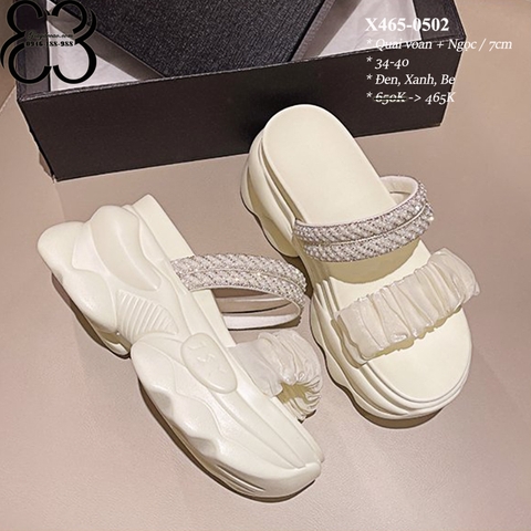 Dép Xuồng Quai Voan Phối Ngọc 7CM X465-0502