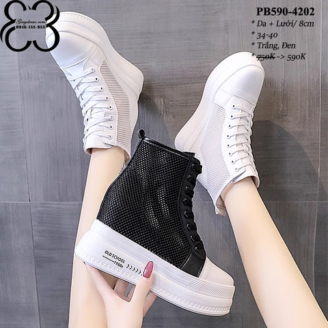 Giày Cổ Cao Lưới Đế Xuồng 8cm PB590-4202