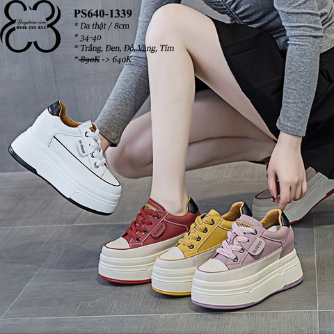 Giày Sneakers Đế Xuồng Da Thật 8CM PS640-1339
