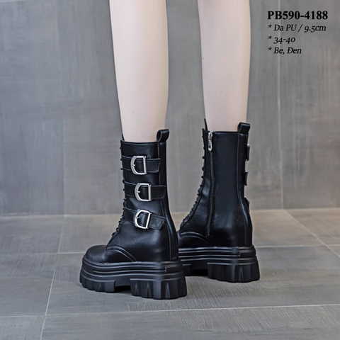 Giày Boots cổ lỡ 3 quai Đế xuồng 9.5cm PB590-4188