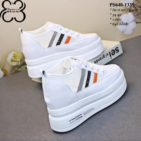 Giày Đế Cao Da Vi Sợi Phối Lưới 9.5cm PS640-1335
