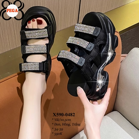 Dép Xuồng 3 Quai Ngang Đá Đế Cao 10.5CM X590-0482