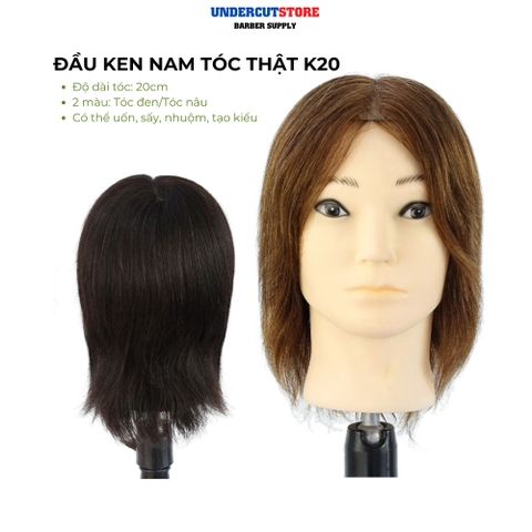 Đầu Ken Nam Tóc Thật Dài 20cm - Uốn Sấy Nhuộm Tạo Kiểu - K20
