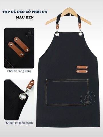 Tạp Dề Đeo Cổ Phối Da Dáng Dài Cao Cấp - Tạp Dề Hào Quang