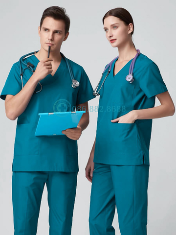 MÃ 02 - BỘ SCRUBS CỔ TIM MÀU CỔ VỊT CAO CẤP
