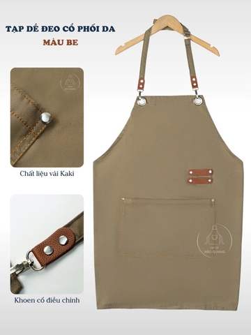 Tạp Dề Đeo Cổ Phối Da Dáng Dài Cao Cấp - Tạp Dề Hào Quang