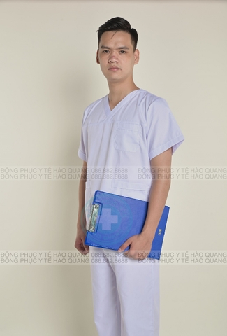 Mã 05pt - Bộ Cổ Tim Màu Trắng Thô Cotton