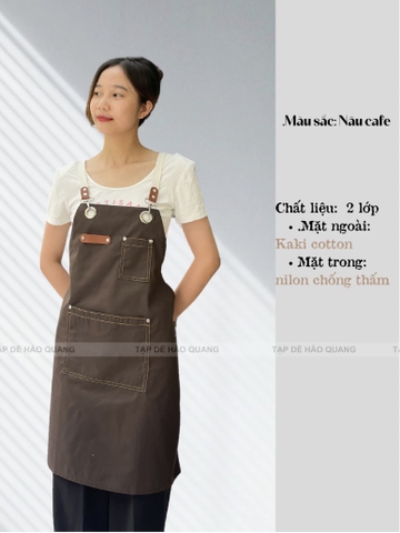 Tạp Dề 2 Lớp Chống Nước Đeo Vai Phối Da Cao Cấp - Tạp Dề Hào Quang