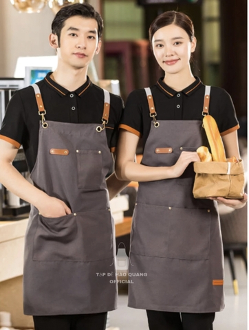 Tạp Dề Đeo Vai Phối Da Dáng Dài Cao Cấp - Tạp Dề Hào Quang