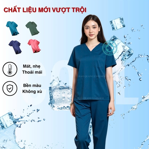 Mã 02- Bộ Cổ Tim Màu Xanh Cổ Vịt - Vải FIONx Siêu Cấp