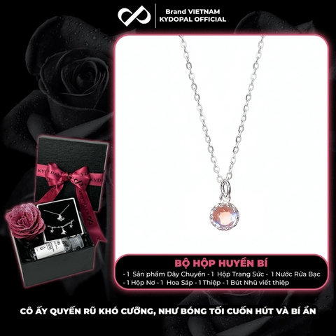 Dây chuyền bạc nữ KYDOPAL vòng cổ đá mặt tròn moonstone mini xinh xắn - PAL9C3C58