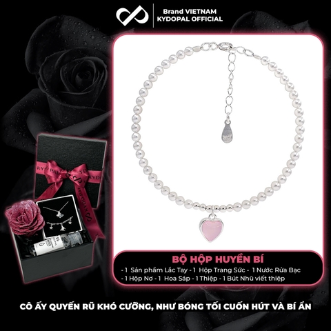 Lắc tay bạc nữ KYDOPAL vòng tay trai mix bi bóng gắn charm hồng thạch ngọt ngào nữ tính - PAL9C12L17