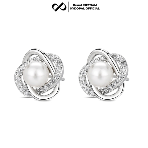 Khuyên tai bạc nữ KYDOPAL hoa cá tính xoắn đính trai nước ngọt tự nhiên nữ tính - PAL9C3K8
