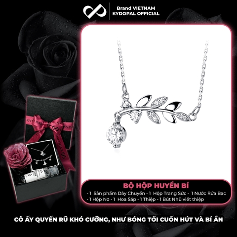 Dây chuyền bạc nữ KYDOPAL mặt tán lá treo hạt đá nhỏ nữ tính trang sức bạc 925 - PAL9C3C63