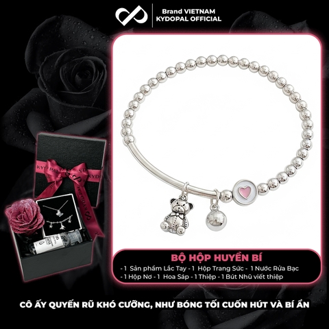 Lắc tay bạc nữ KYDOPAL bi mix gấu chuông cute cá tính trang sức bạc 925 - PAL9C12L21