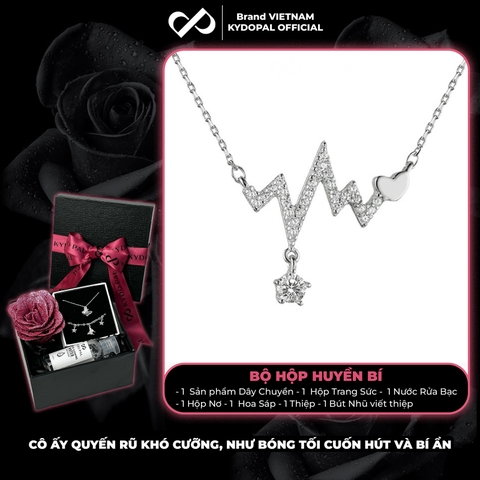 Dây chuyền bạc nữ KYDOPAL nhịp tim cá tính đính đá xinh xắn trang sức bạc cao cấp - PAL9C3C13