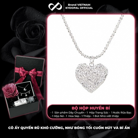 Dây chuyền bạc nữ KYDOPAL vòng cổ cá tính dây xù kim tuyến treo mặt tim phay cát bản to trang sức bạc 925 - PAL9C3C59