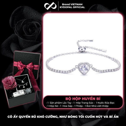 Lắc tay bạc nữ KYDOPAL trái tim đính đá cá tính trang sức nữ cao cấp ý 925 - PAL9B8L7