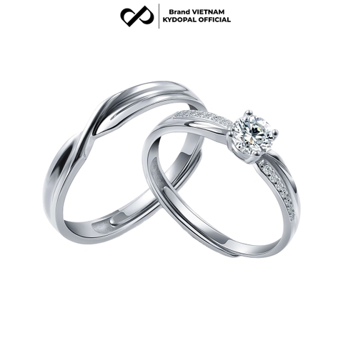 Nhẫn bạc đôi KYDOPAL mẫu thân viền đá trang sức bạc cao cấp - PAL9C11N6