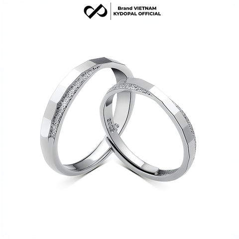 Nhẫn đôi bạc nam nữ KYDOPAL, nhẫn mặt phay chéo freesize trang sức bạc 925 - PAL9C11N2