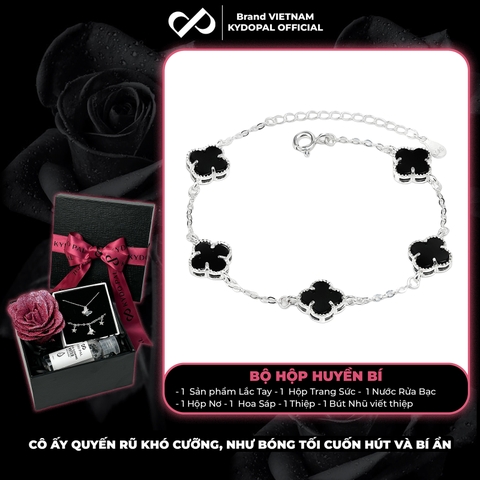 Lắc tay bạc nữ KYDOPAL charm hoa cỏ bốn lá đơn sắc sang trọng đá 8mm trang sức bạc 925 - PAL9C11L1