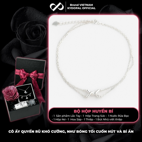 Lắc tay bạc nữ KYDOPAL vòng tay cá tính dây kép mặt XX xoắn trơn Basic trang sức bạc 925 - PAL9C11L3