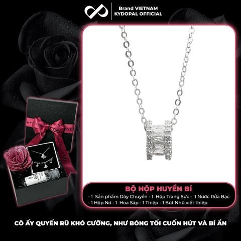 Dây chuyền bạc nữ KYDOPAL mặt hộp nạm đá Baguette cá tính trang sức bạc 925 - PAL9C3C8