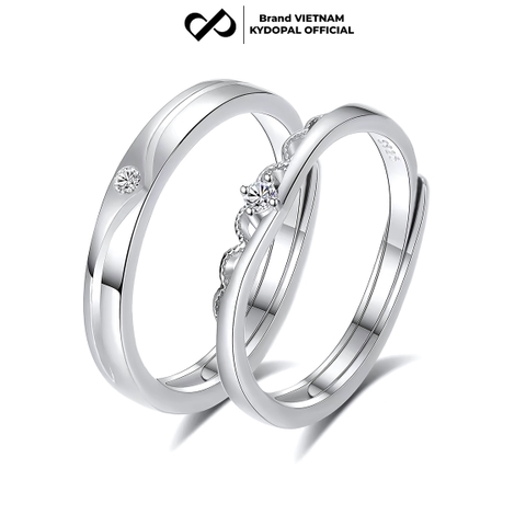 Nhẫn đôi bạc nam nữ KYDOPAL nhẫn đôi crown trang sức bạc cao cấp - PAL9C11N4